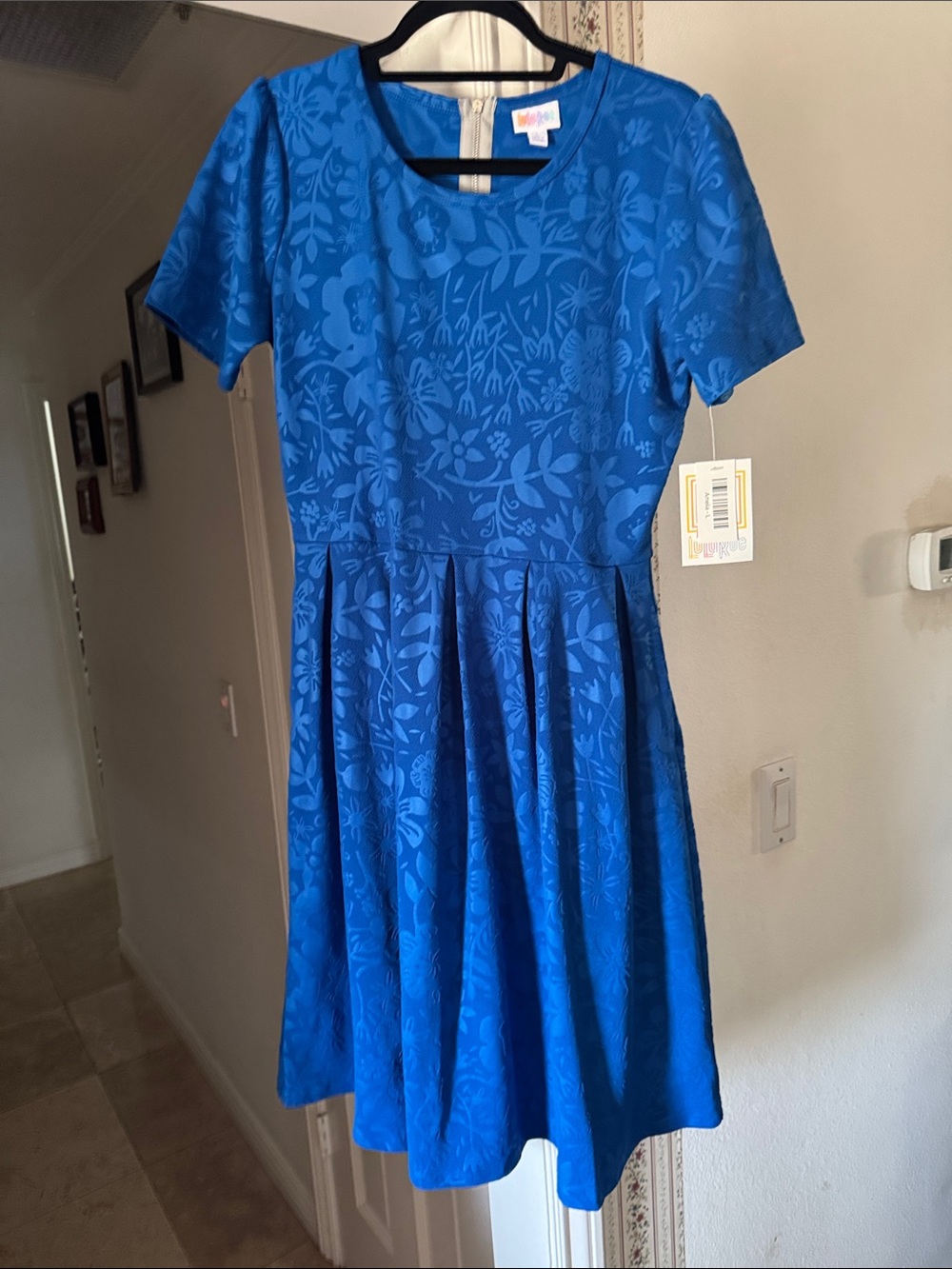LuLaRoe Amelia Royal Blue Floral Textured Dress